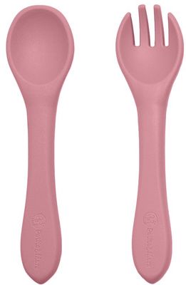 Petite&Mars Set jídelní silikonový TAKE&MATCH Dusty Pink 6m+ 3 ks