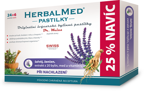 Dr.Weiss HerbalMed  Šalvěj-ženšen 30 pastilek