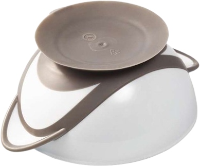 BabyOno Miska uzavíratelná s přísavkou a lžičkou šedá 300 ml