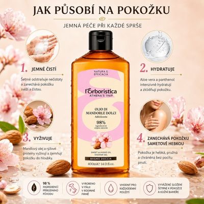 Erboristica Přírodní sprchový gel Olej ze sladkých mandlí – hebkost a hydratace 400 ml