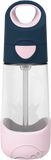 B.box Láhev na pití s brčkem indigo/růžová 450 ml