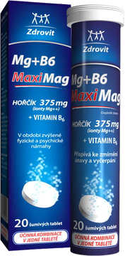 Zdrovit MaxMag Hořčík 375 mg + B6 20 šumivých tablet