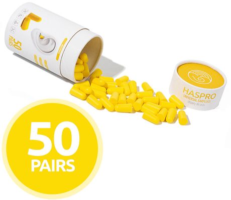 Haspro Tube50 Špunty do uší, žluté 100 ks