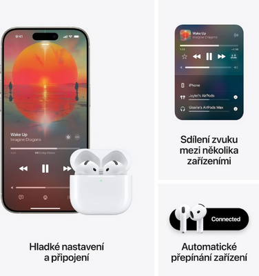 Apple AirPods 4 s aktivním potlačením hluku bezdrátová sluchátka (2024) bílá
