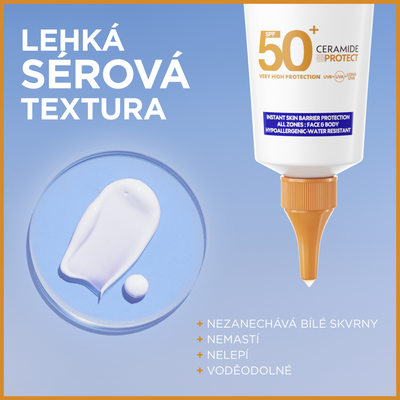 Garnier Ambre Solaire Sensitive Advanced Ochranné sérum proti slunečnímu záření s ceramidy, SPF 50+, 125 ml