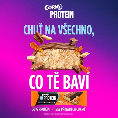 Corny Protein 30 % proteinová tyčinka arašíd karamel 50 g