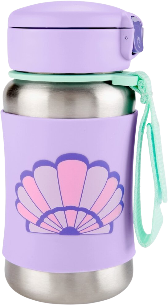 Skip Hop Spark Style Láhev s brčkem na vodu nerez Mušle 12m+ 350 ml