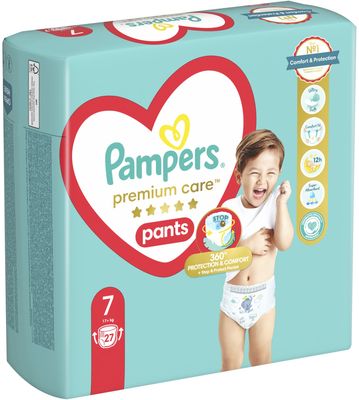 Pampers Premium Care Pants Plenkové kalhotky vel. 7, 17+ kg, 27 ks