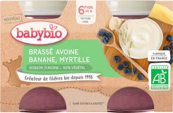 Babybio Brassé z ovesného mléka banán borůvka 2 x 130 g