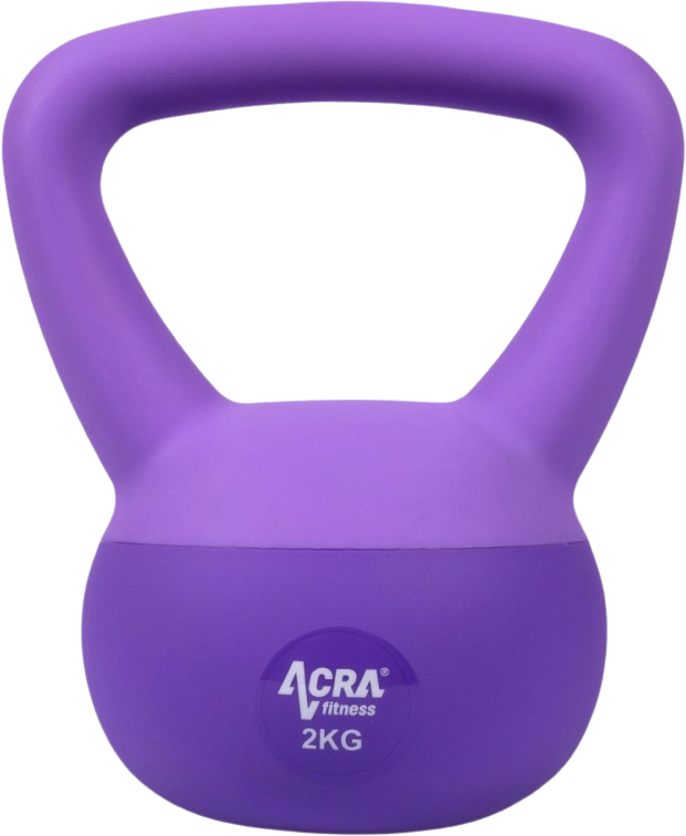 Acra Soft PVC Kettlebell fialový 2 kg