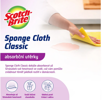 3M Scotch-Brite™ Classic houbová utěrka, žlutá 5 ks