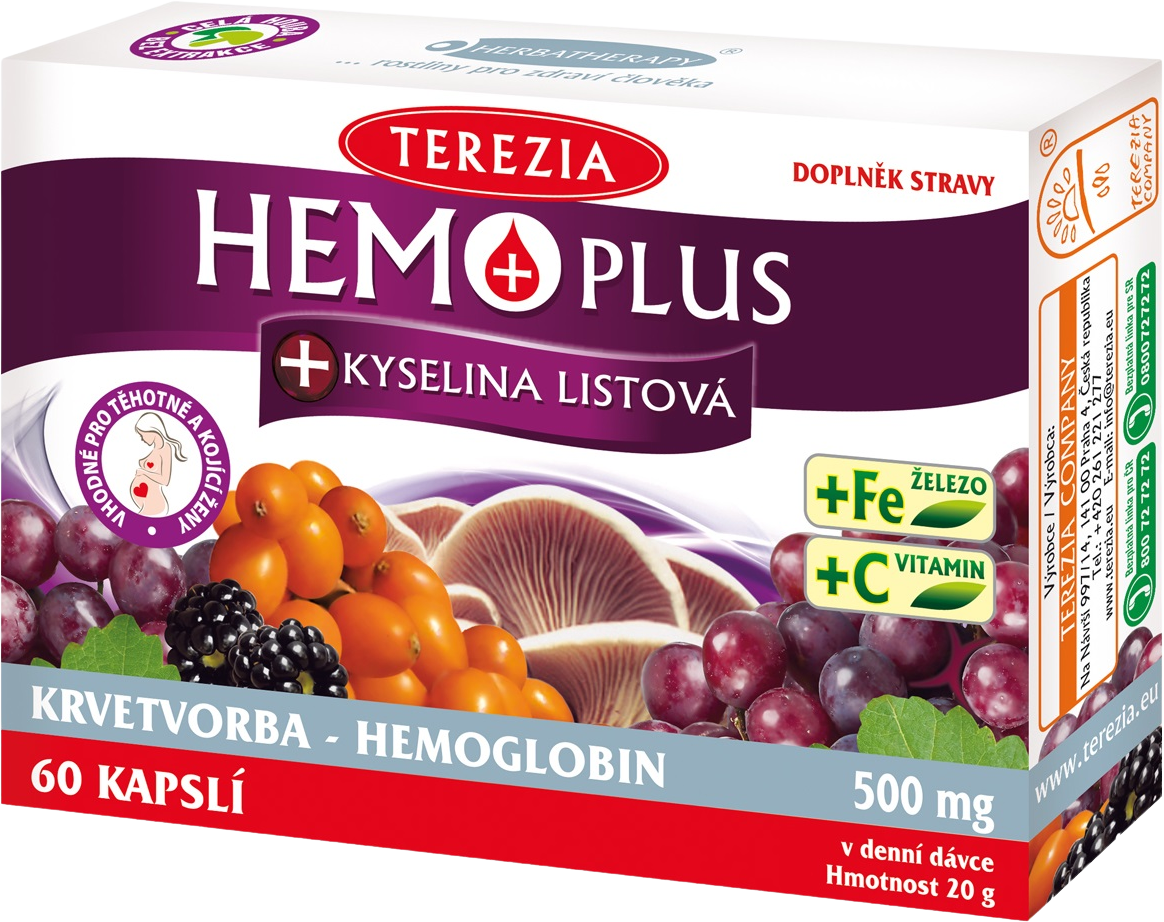 Terezia Hemoplus+Kyselina listová 60 kapslí