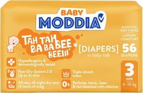 Moddia Baby Jednorázové plenky 3 Midi (6–10 kg), 56 ks