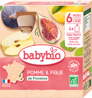 Babybio jablko, fík 4 x 90 g