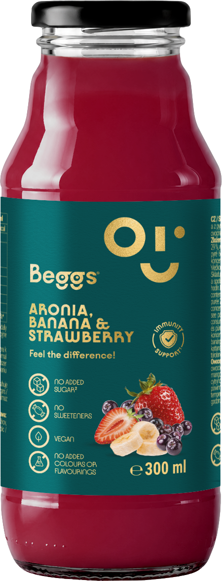 Beggs Nápoj aronie, jablko, banán & jahoda 300 ml
