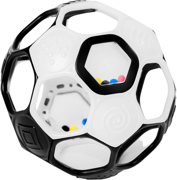 Oball Hračka RATTLE GOALS™ 10 cm Black & White 0m+