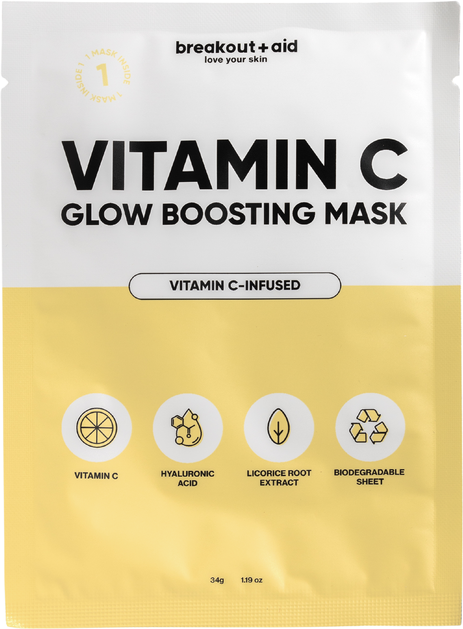 Breakout+aid Rozjasňující maska s vitamínem C 34 g