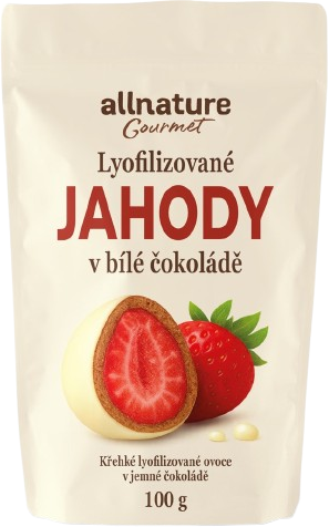 Allnature Mrazem sušené jahody v bílé čokoládě 100 g